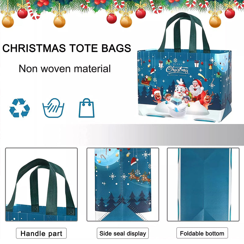 🎁Christmas Gift Bags-Christmas Tote Bags with Handles(Multiple purchases will get different colors)