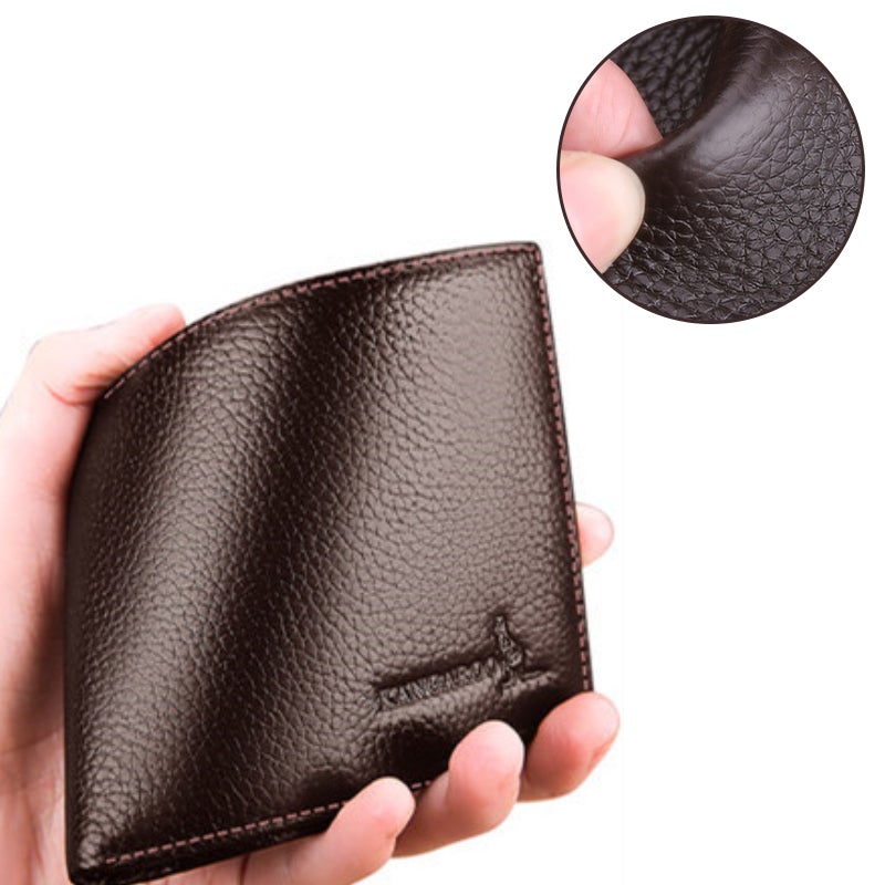 Men's Short Bifold Card Holder Genuine Leather Wallet