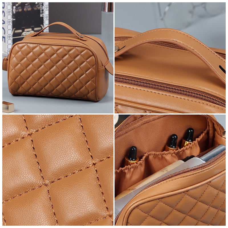 Quilted Plaid Cosmetic Bag