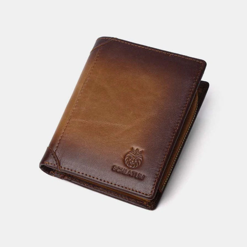 Men's Leather Bifold Wallet with Anti-theft RFID Blocking