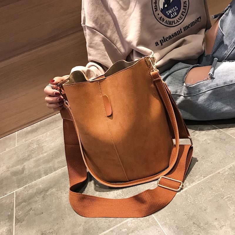 Vintage Matte PU Leather Designer Bucket Handbags for Women