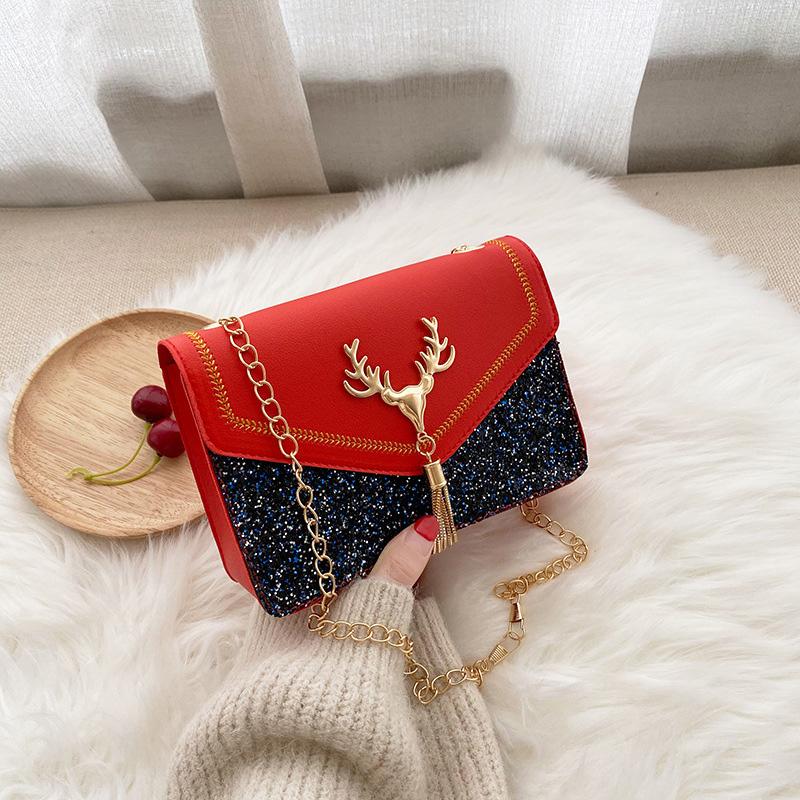 Crossbody Bag with Sequins and Antlers