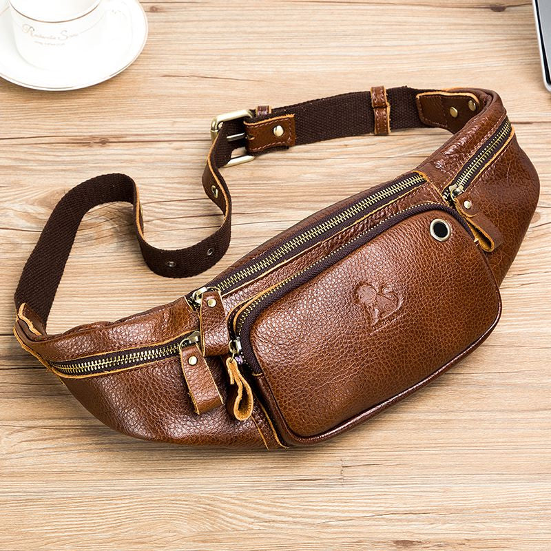 Retro Multi-Pocket Multifunctional Sling Bag Waist Bag