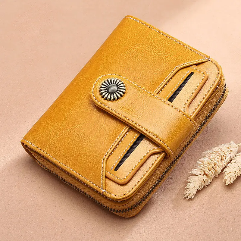 Women RFID Blocking Short Compact Bifold Wallet Mini Purse