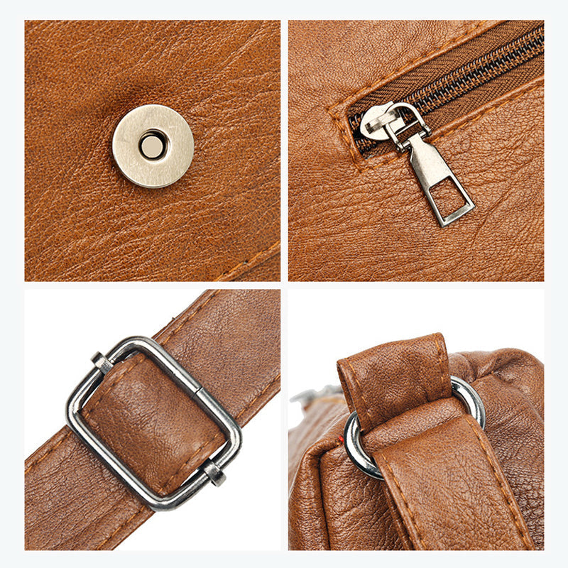 Women's Multi-Pocket Soft Leather Crossbody Bag