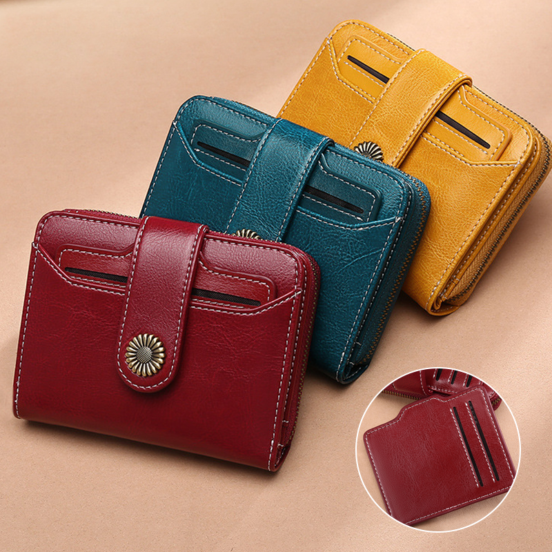 Women RFID Blocking Short Compact Bifold Wallet Mini Purse