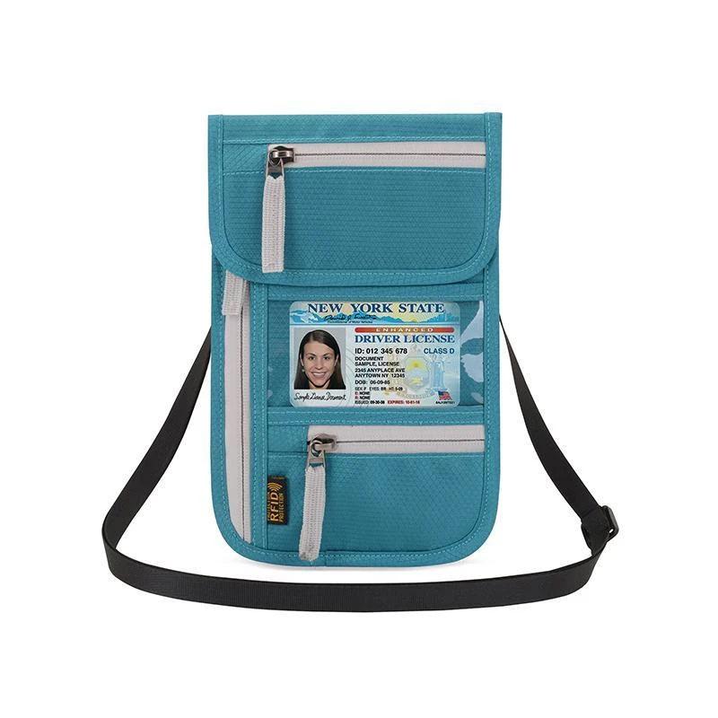 RFID Blocking Travel Neck Pouch Wallet, Passport Holder /Document Organizer/Phone Bag