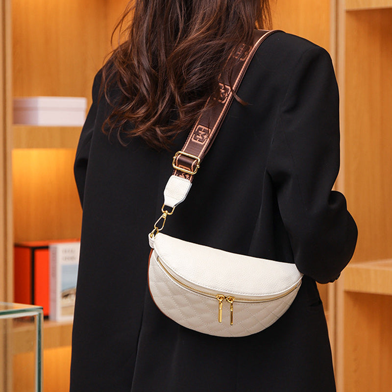 Cowhide Leather Rhombus Pattern Waist Bag