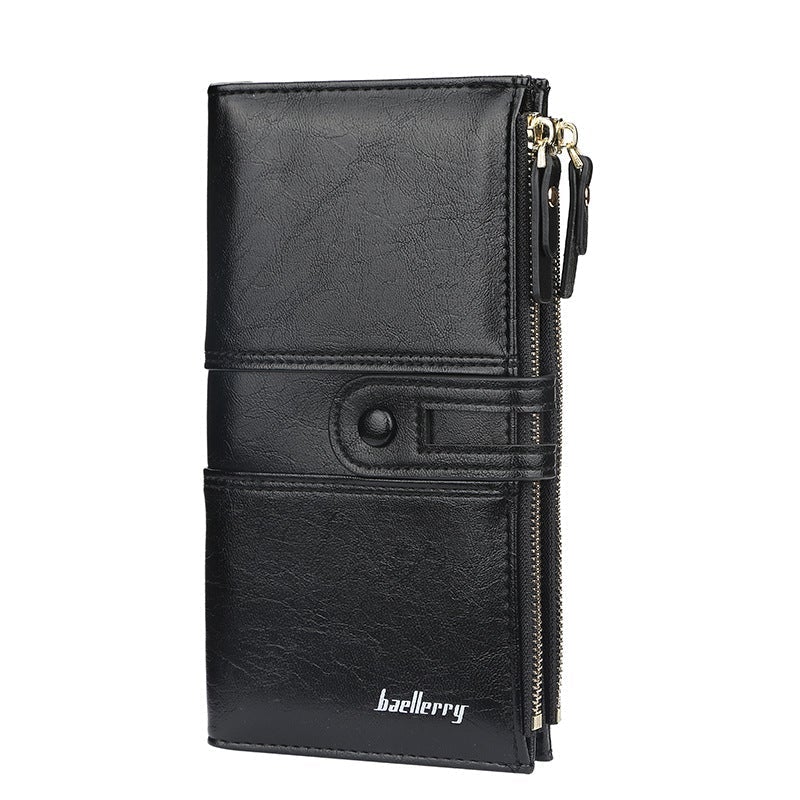 Large Capacity Women's Bifold Zipper Wallet, Multi-Function Slim Card Holder Clutch