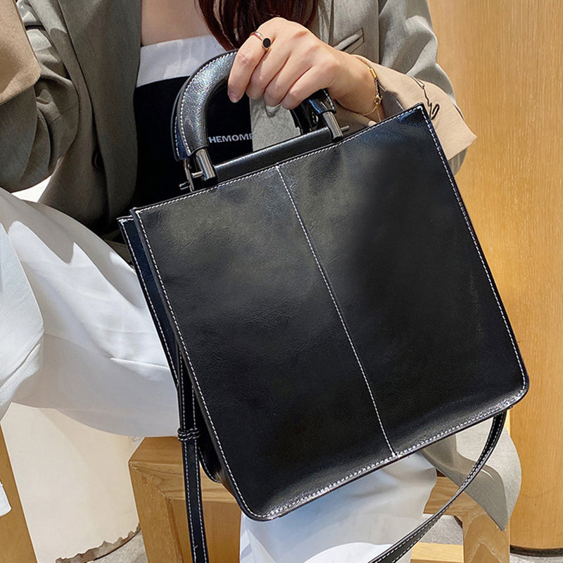 Women's Large Capacity Handbag, Solid Crossbody Briefcase