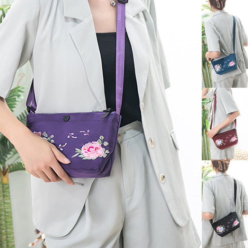 Women's Ethnic Flower Embroidered Shoulder Bag
