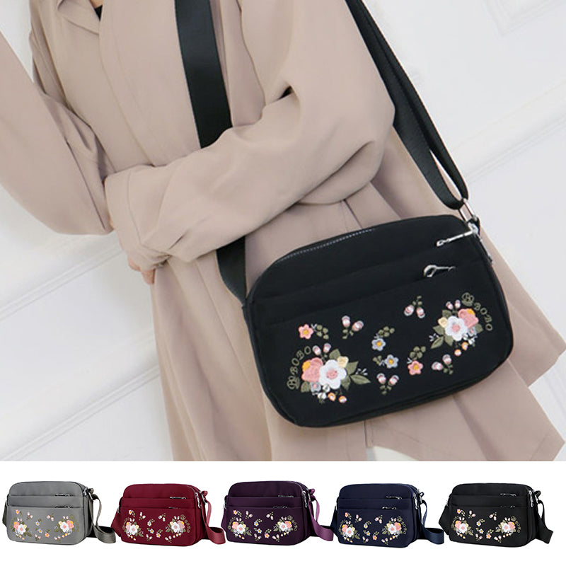 Women's Embroidered Flower Crossbody Bag