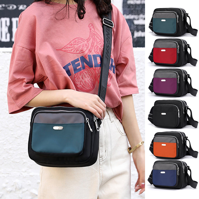 Women's Contrast Nylon Messenger Bag