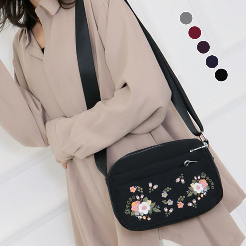 Women's Embroidered Flower Crossbody Bag
