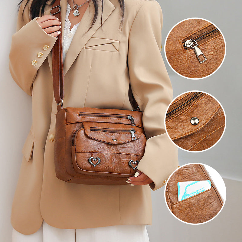 Women's Multi-Pocket Soft Leather Crossbody Bag