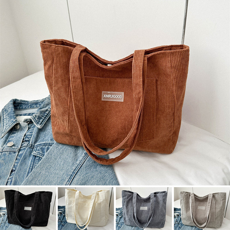 Corduroy Large Capacity Tote Bag