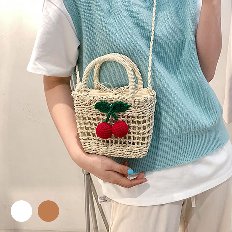 Cherry Decor Beach Straw Bag