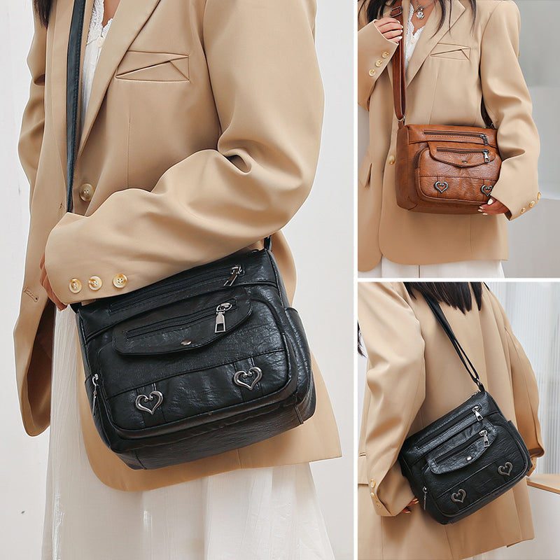 Women's Multi-Pocket Soft Leather Crossbody Bag