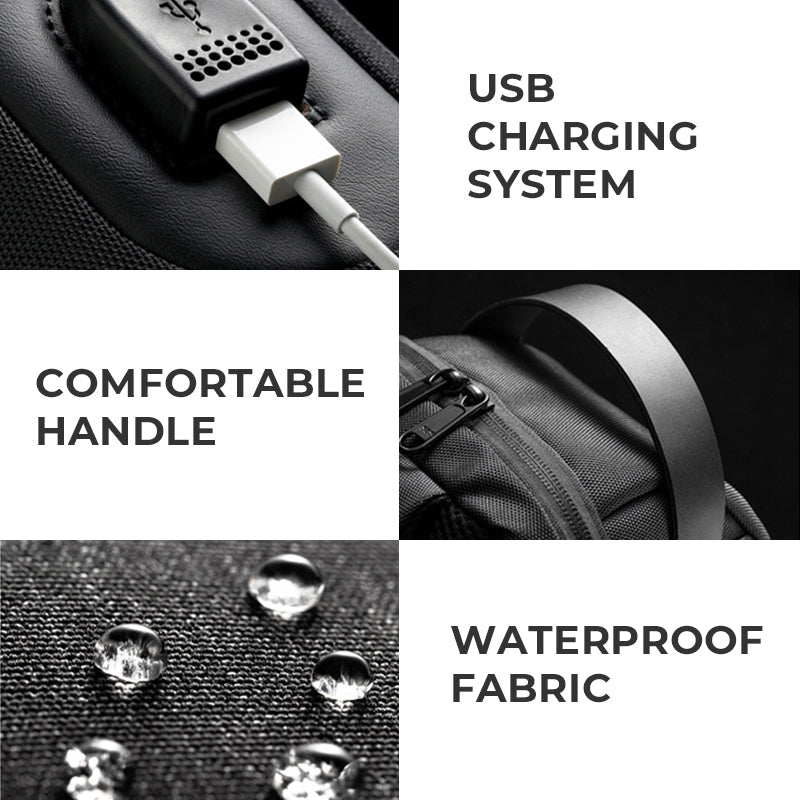 Anti Theft Waterproof Crossbody Bag, Sling Bag with USB Charging Port