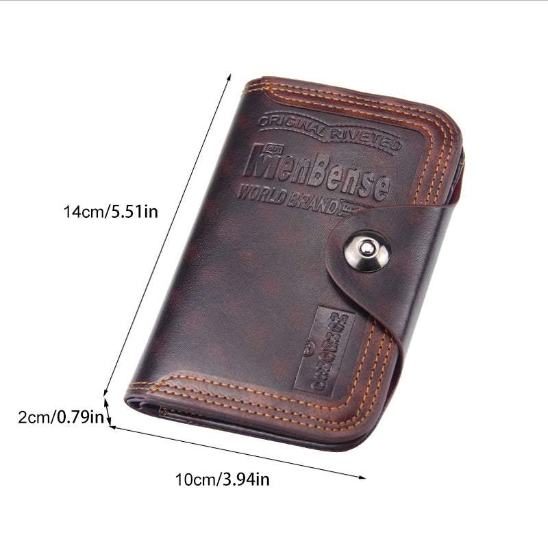 Men Faux Leather Large Capacity Fashion Business Retro Multi-slot Card Holder