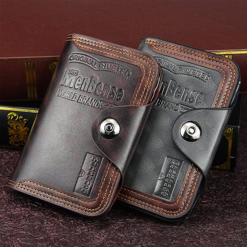 Men Faux Leather Large Capacity Fashion Business Retro Multi-slot Card Holder