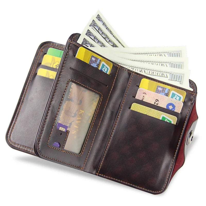 Men Faux Leather Large Capacity Fashion Business Retro Multi-slot Card Holder