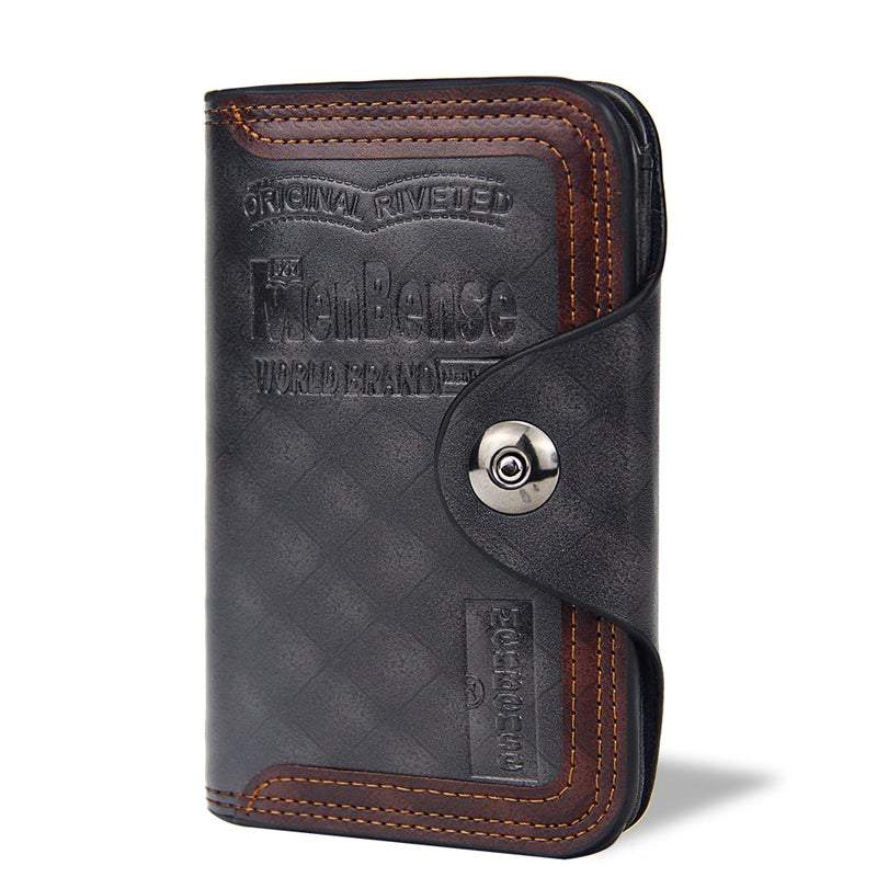 Men Faux Leather Large Capacity Fashion Business Retro Multi-slot Card Holder