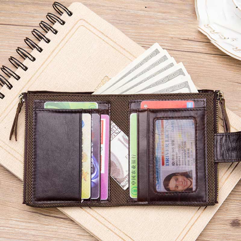 Men's Waxed Cowhide Buckle Wallet