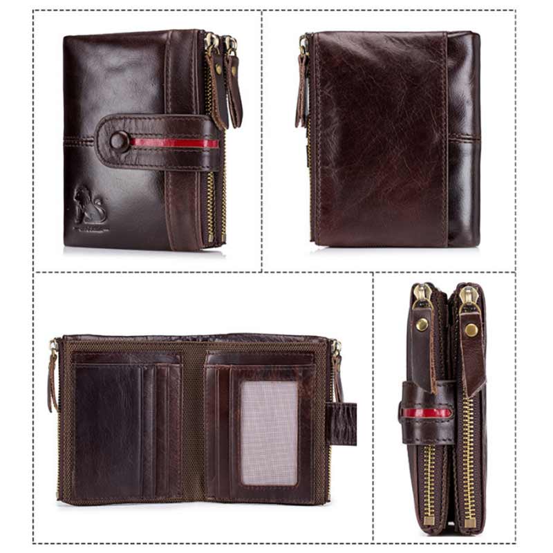 Men's Waxed Cowhide Buckle Wallet