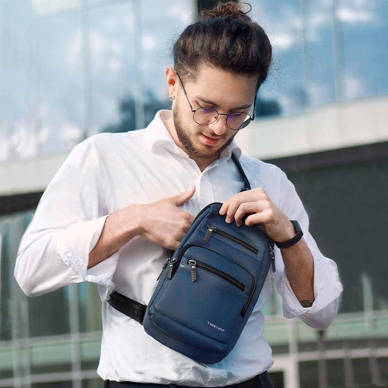 Multi-Pocket Large Capacity Waterproof Durable Zipper Sling Bag