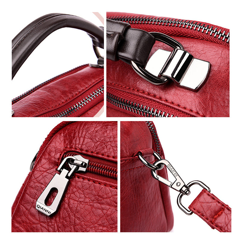 Multi Pockets Soft Leather Crossbody Shoulder Bag