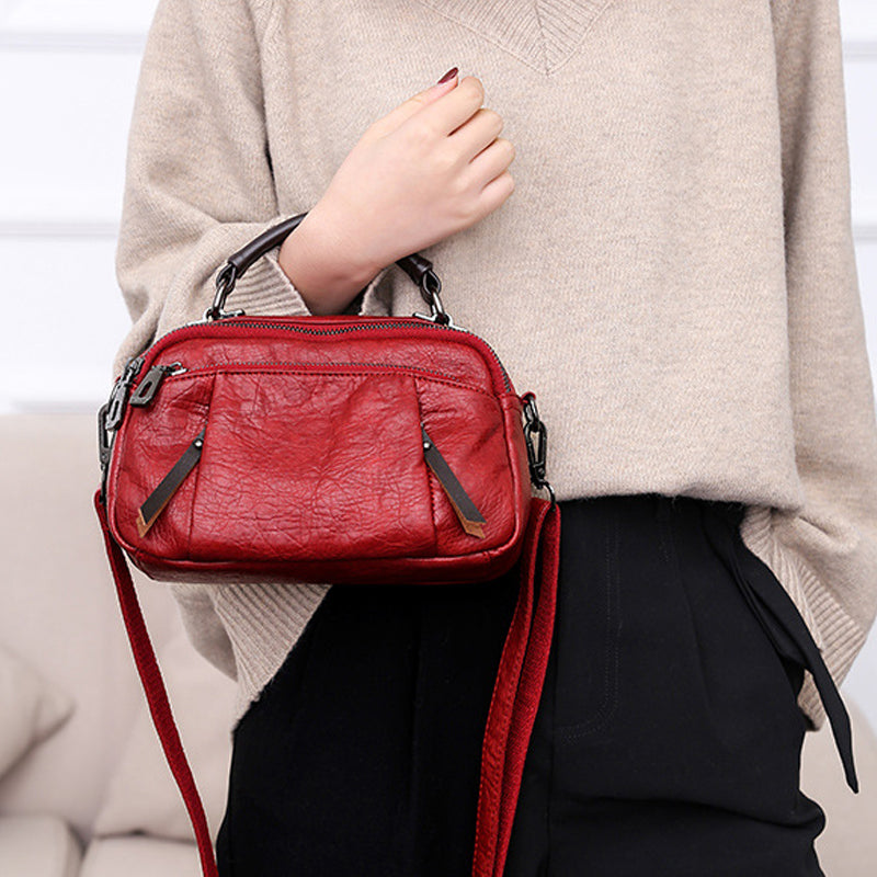 Multi Pockets Soft Leather Crossbody Shoulder Bag