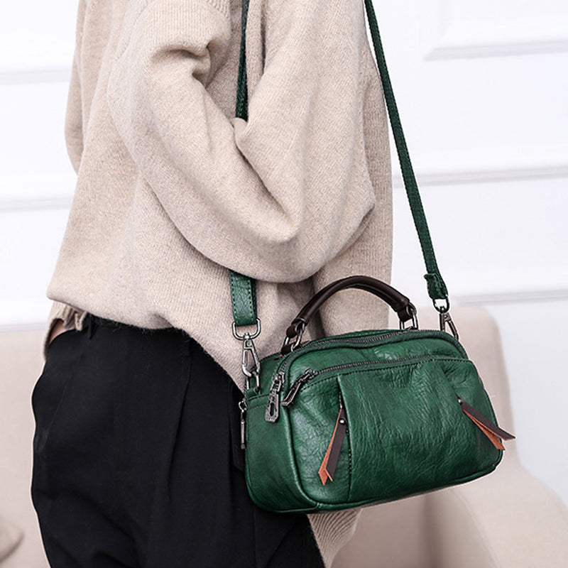 Multi Pockets Soft Leather Crossbody Shoulder Bag