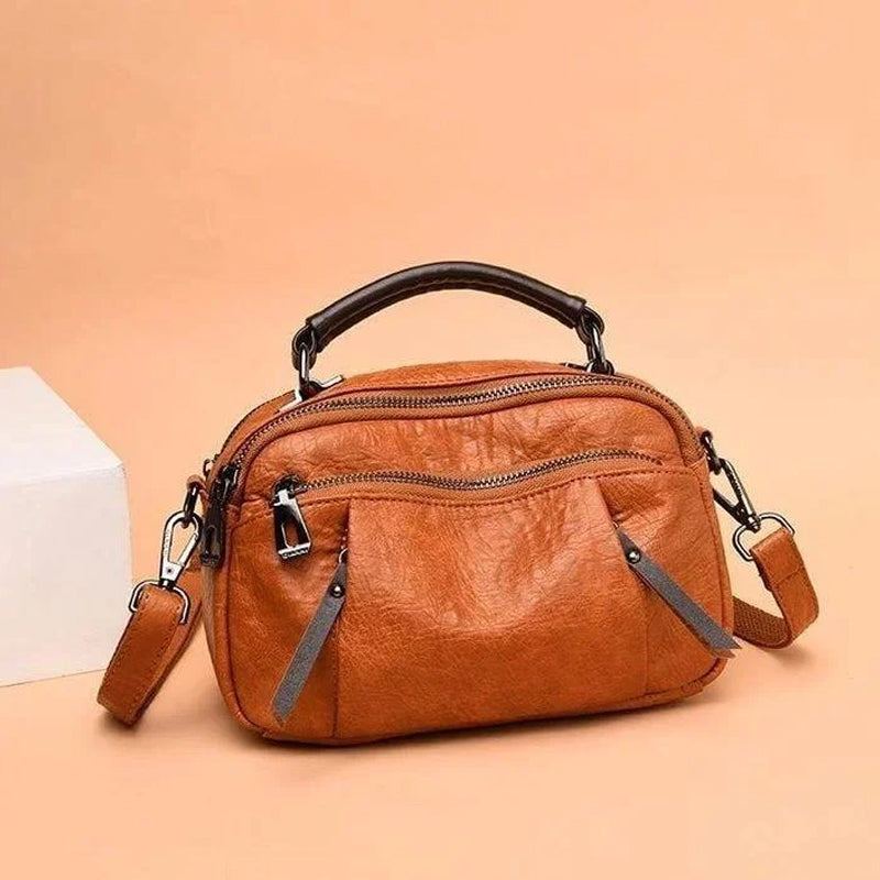 Multi Pockets Soft Leather Crossbody Shoulder Bag