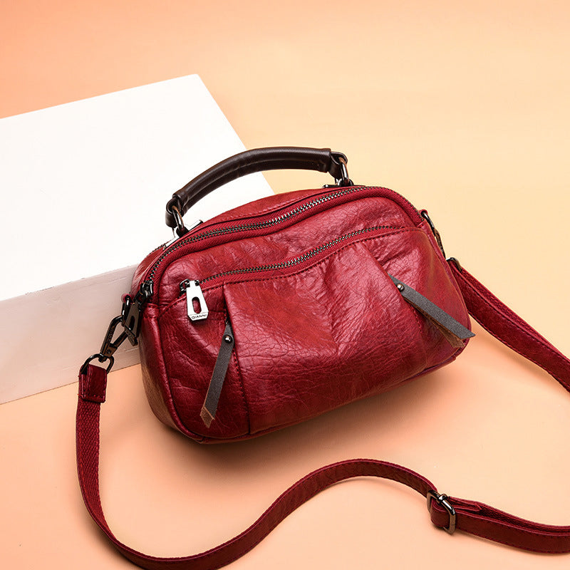 Multi Pockets Soft Leather Crossbody Shoulder Bag