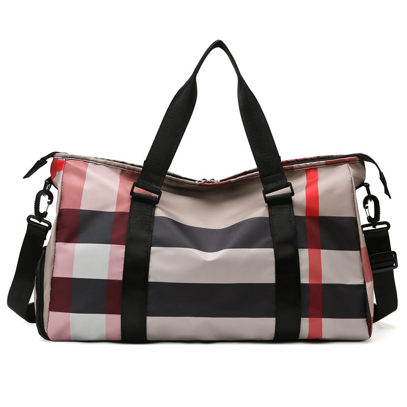 Large Plaid Oxford cloth Weekender/Overnight Travel Bag
