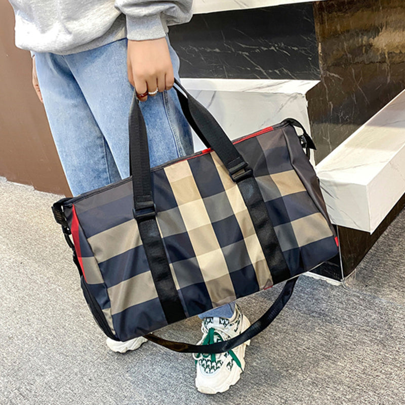 Large Plaid Oxford cloth Weekender/Overnight Travel Bag