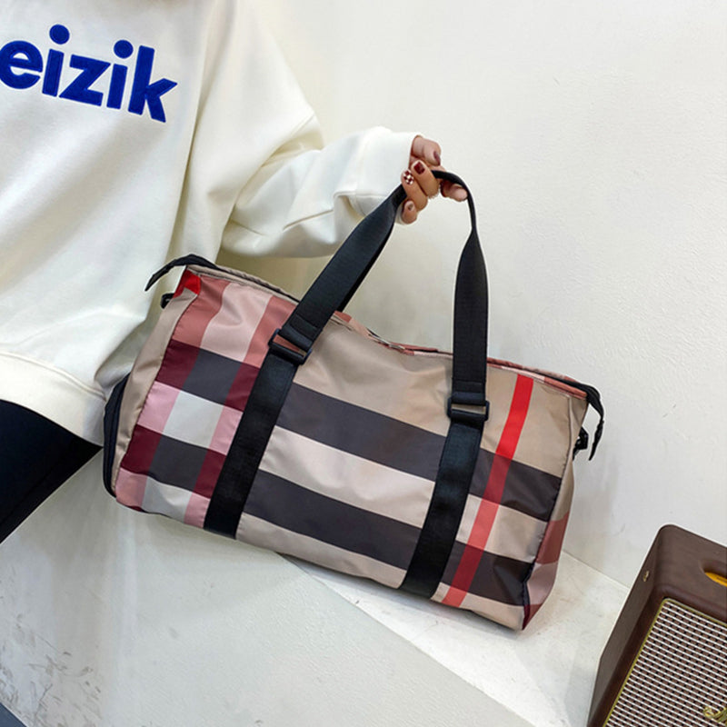 Large Plaid Oxford cloth Weekender/Overnight Travel Bag