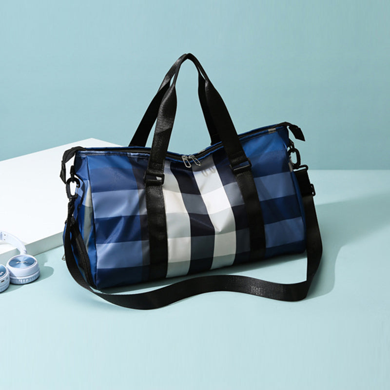 Large Plaid Oxford cloth Weekender/Overnight Travel Bag