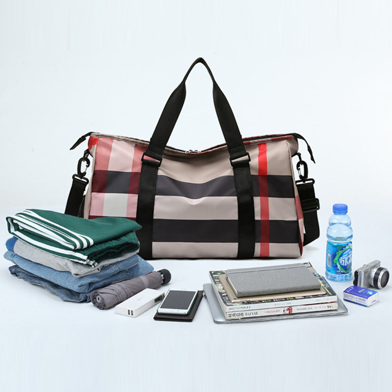 Large Plaid Oxford cloth Weekender/Overnight Travel Bag