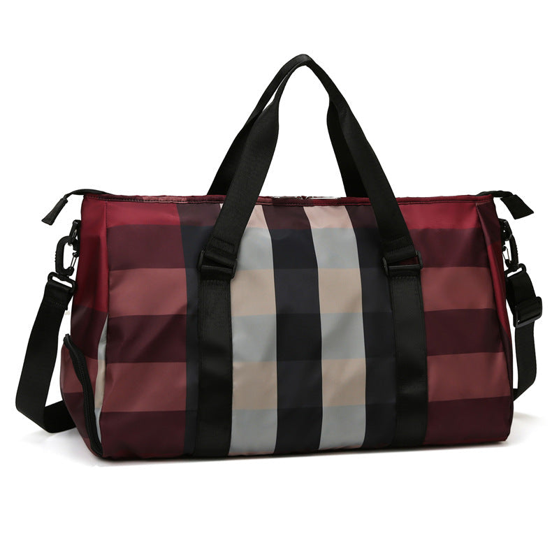 Large Plaid Oxford cloth Weekender/Overnight Travel Bag