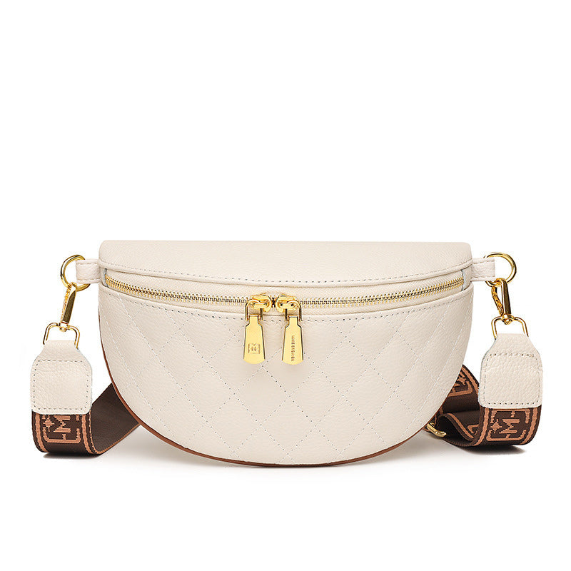 Cowhide Leather Rhombus Pattern Waist Bag