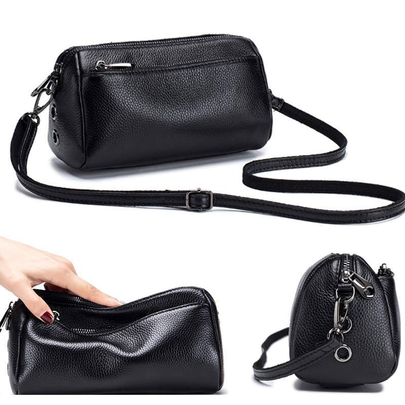 Simple Genuine Leather Diagonal Bag