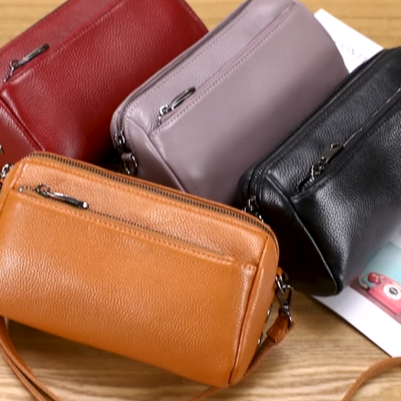 Simple Genuine Leather Diagonal Bag