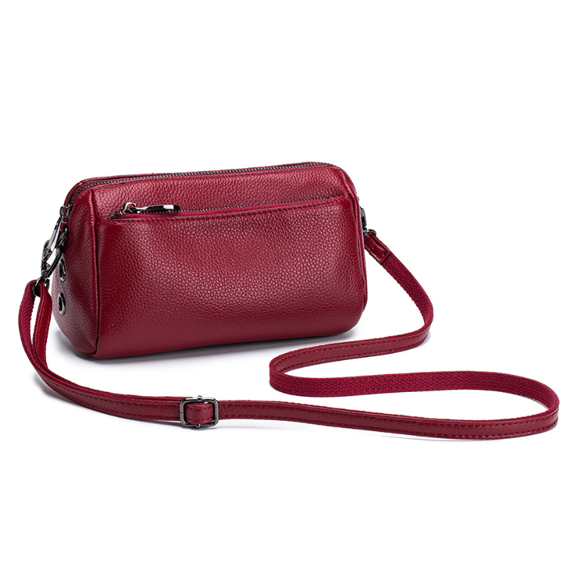Simple Genuine Leather Diagonal Bag