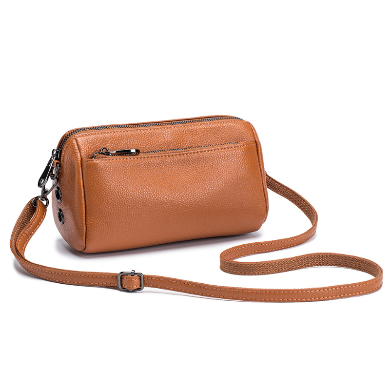 Simple Genuine Leather Diagonal Bag