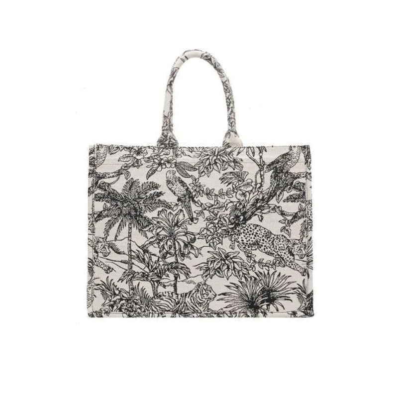 Women's Fashion Jacquard Embroidery Designer Handbag, Canvas Tote Bag