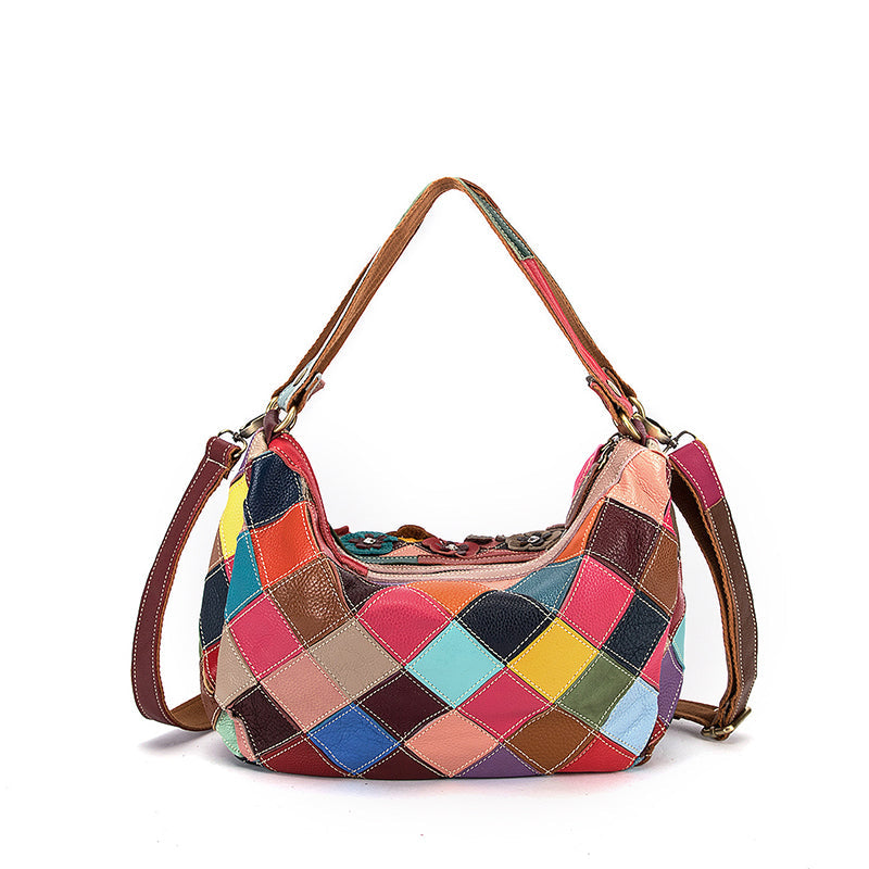 Multi-Color Floral Boston Shoulder Bag