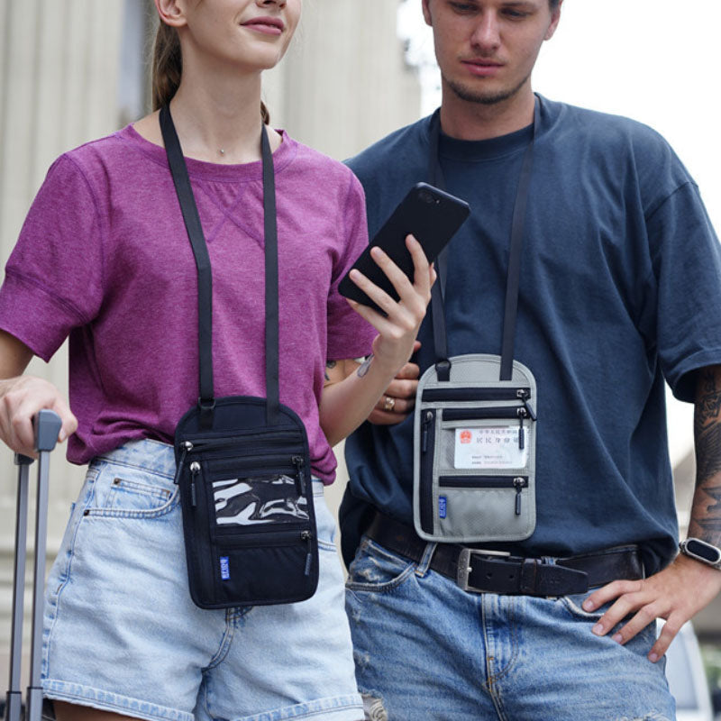 RFID Blocking Travel Neck Pouch Wallet, Passport Holder /Document Organizer/Phone Bag