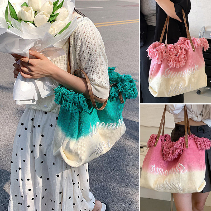 Gradient Color Style Tassel Tote For Women